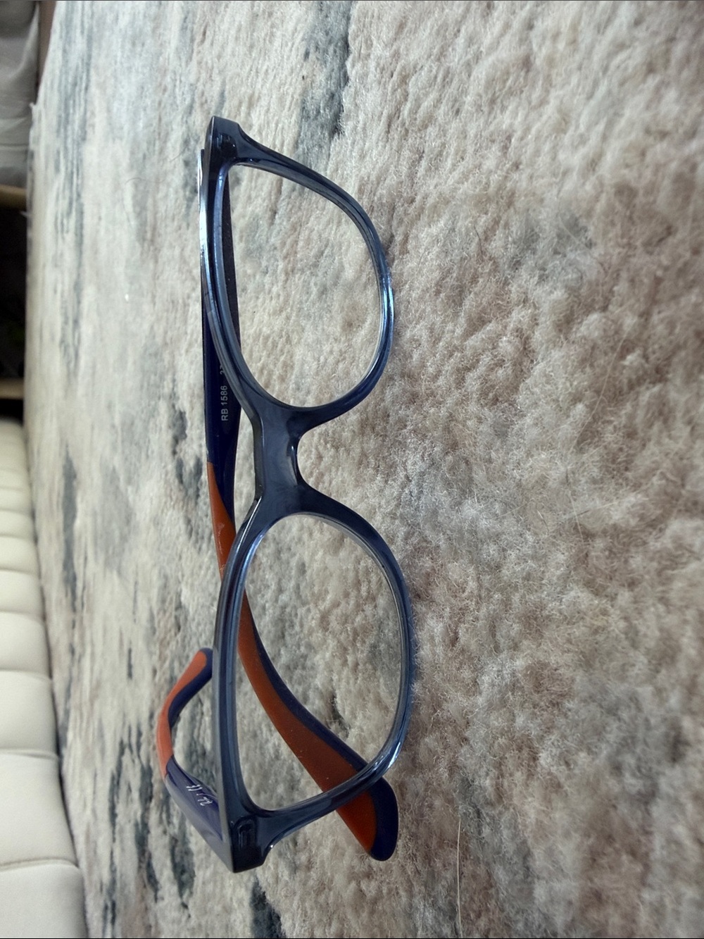 Ray-Ban Blue Full-Rim Kids Glasses with Orange Temple Accents